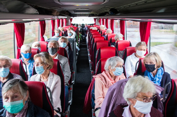 Fahrt nach Flensburg, coronagerecht mit Mund- und Nasenschutz