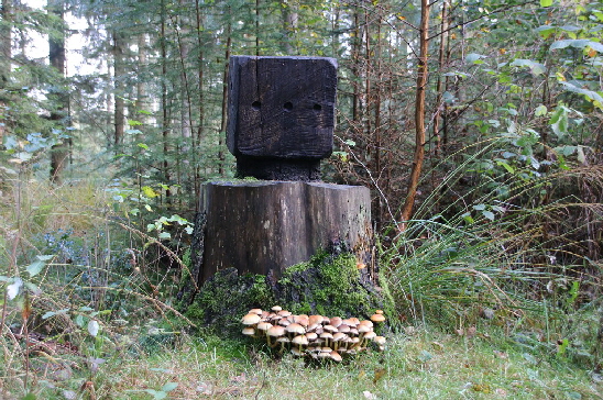 Holzkunst im Wald