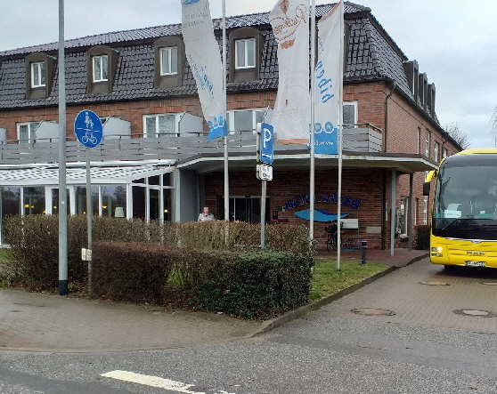 Hier gab es Fr�hst�ck auf dem Hinweg